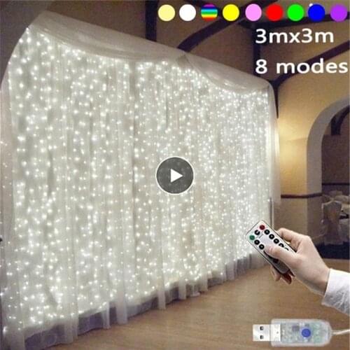Curtains Decoration Lights String LED USB Power Remote Control Curtain Fairy Light Garland LED String Lights Party Wedding Decor