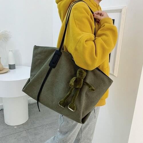 Canvas bags, large-capacity handbags, new Korean simple handbags, big bags, shoulder handbags college bags purses and handbags