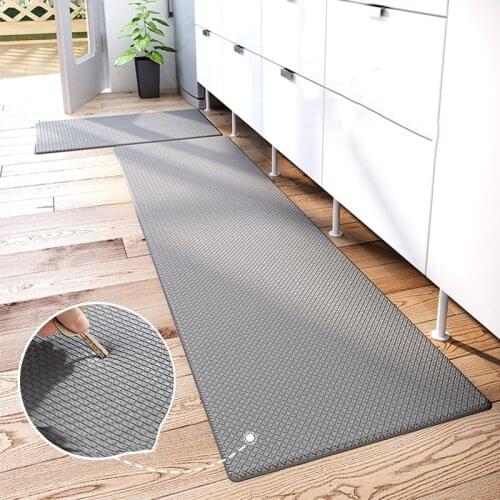 Kitchen Mat Solid Color PVC Rugs Home Thick PU Hallway Balcony Floor Carpets Anti-Skid Doormat Water/Oil Proof Footpad