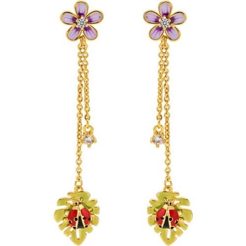 Cute Tassel Ladybug Earrings Mori Fairy Long Earrings Daisy Insect Personalized Gift For Girls Women Jewelry