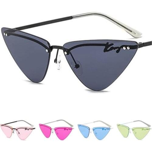 Fashion Women & Men Sunglasses Rimless Sun Glasses Cat Eye Eyeglasses Anti-UV Spectacles Retro Goggle Eyewear A