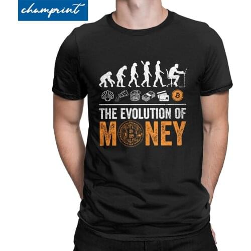Men Womens T-Shirt Bitcoin Evolution Of Money BTC Crypto Tee Shirt Cryptocurrency Blockchain T Shirts O Neck Clothes Graphic