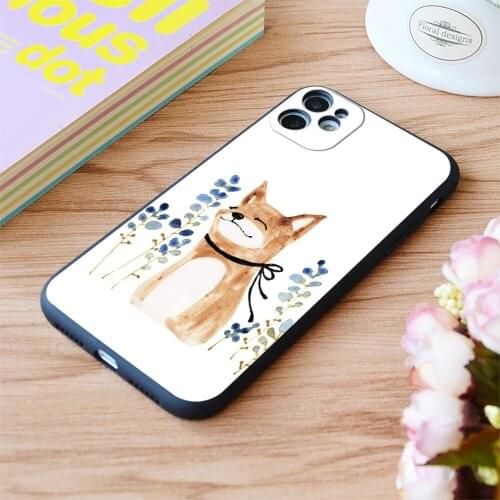 For iPhone Fox And Flower Print Soft Matt Apple iPhone Case 6 7 8 11 12 Plus Pro X XR XS MAX SE