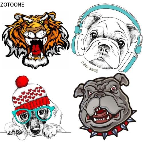 ZOTOONE Printed Animals Patch for Clothing DIY Iron on Transfer Stickers Applique Heat Applications on Clothes Patches Stripes E