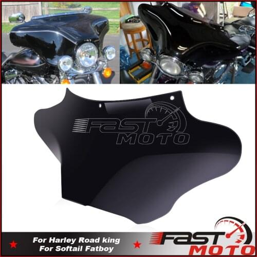For Harley Road king Softail Deluxe Classic Fat Bob FXB Head light Fairing Motorcycle Gloss Black ABS Batwing Fairing Airflow