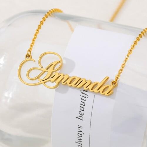 V Attract Personalized Name Crown Necklace Stainless Steel Gold Handmade Customized Crown Font Necklace Christmas present