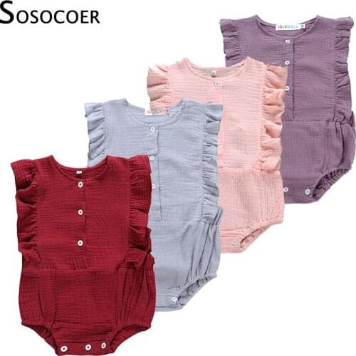 SOSOCOER Infant Clothing Baby Romper Newborn Girl Bodysuit New Born Girl Clothes Fly Sleeve Girl Jumpsuits Summer Onesie Baby