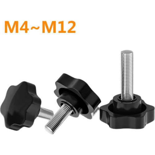 10-1pcs M4 M5 M6 M8 M10 M12 Thread Star Shaped Head Thread Clamping Screw Bolt Knob For Industry Equipment Plastic Carbon Steel