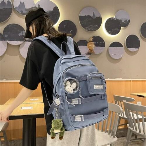 2021Women Waterproof Cute Backpack Nylon Female Harajuku School Bag College Lady Kawaii Backpacks Fashion Book Girl Bags Student