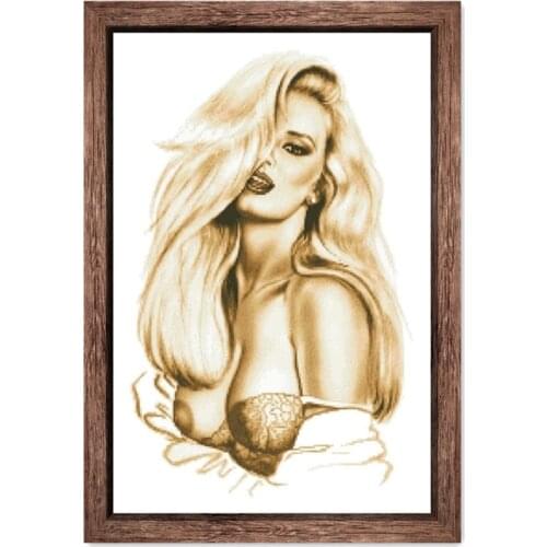 Sexy beauty cross stitch package women simple color cartoon 18ct 14ct 11ct white cloth kit embroider DIY handmade needlework