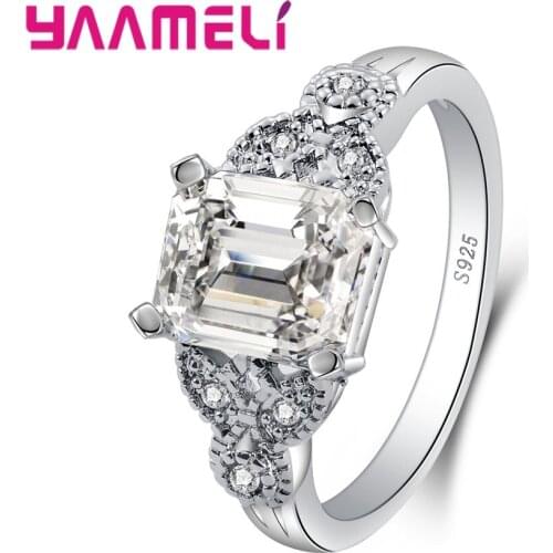 Colorful White Clear Rhinestone Midi Rings for Women Square CZ Knuckle Finger Ring 925 Sterling Silver Statement Jewelry