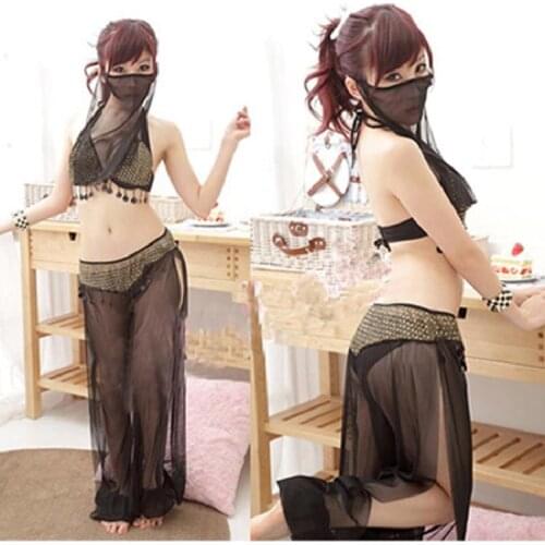 Sexy Lingerie Women Stage Dress Arab Girl Masked Belly Dance Dress Pole Dance Clothes Indian Dance Performance Wearing Black