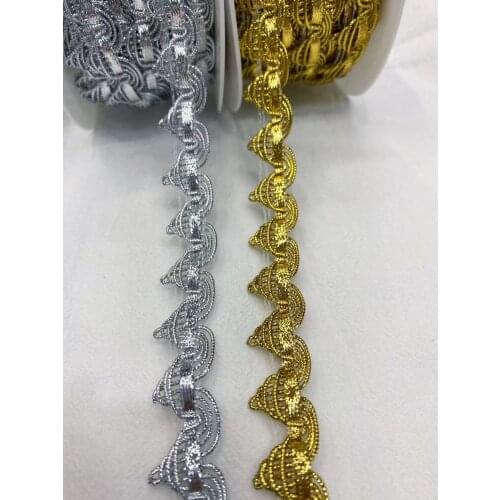 1.7CM Crocheted Gold/Silver Lace Trimming Ribbon Tape DIY Wedding Cosplay Clothes Sewing Fabric Handmade Handmade Ornaments