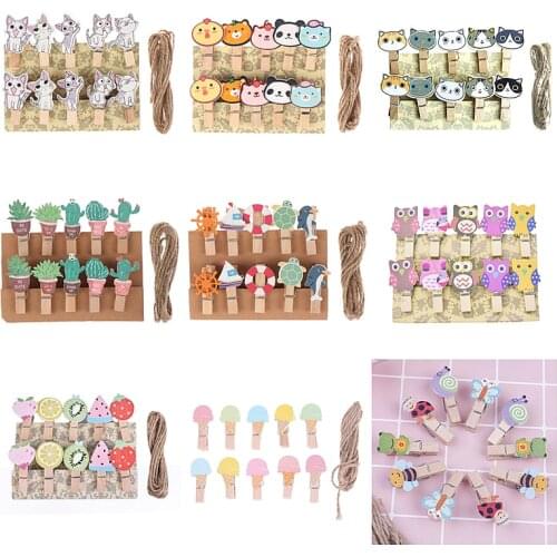 10Pcs/Set Mini Cartoon Heart Wooden Clothes Photo Paper Peg Pin Clothespin Craft Postcard Clip Home Wedding Party DIY Decoration