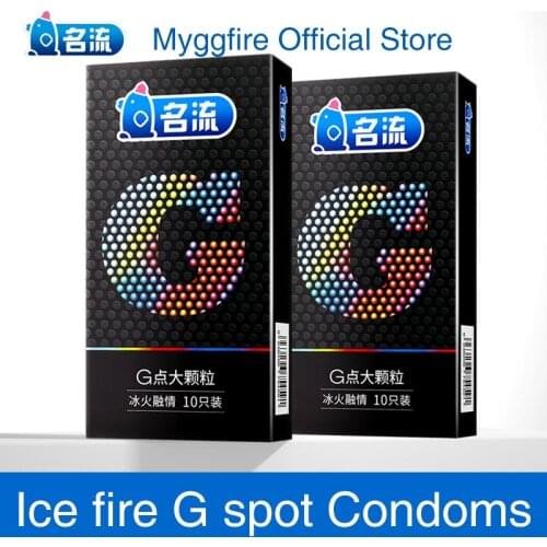 Mingliu 20 Pcs Fire Ice G-spot Condoms Spike Dotted Penis Sleeve for Men Latex Rubber Lubrication Condone Adult Sex Toys