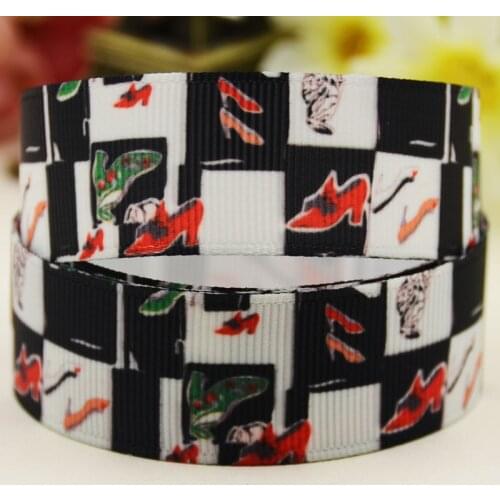 22mm 25mm 38mm 75mm Shoes Cartoon pattern printed Grosgrain Ribbon party decoration 10 Yards X-04174