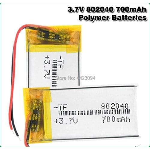 3.7v Rechargeable 802040 Li Ion Polymer Lithium Batteries Pcb Charge Protected Lipo Li-polymer 700mAh Replacement Cell