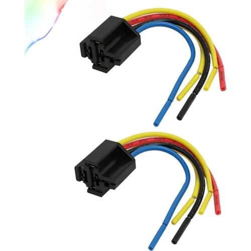 40A Black Base 5 Wires Harness Car Automotive Relay 5P Socket 2 Pcs
