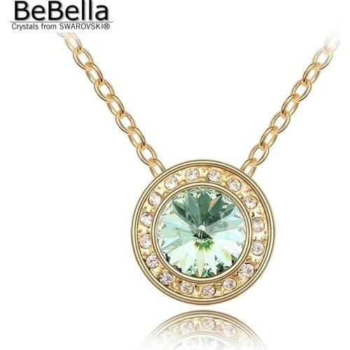 BeBella gold color plated angelic round crystal pendant necklace made with Crystals from Swarovski for women jewelry gift