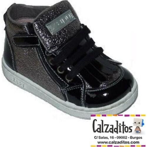 Zapy girls silver-black basket ankle boots