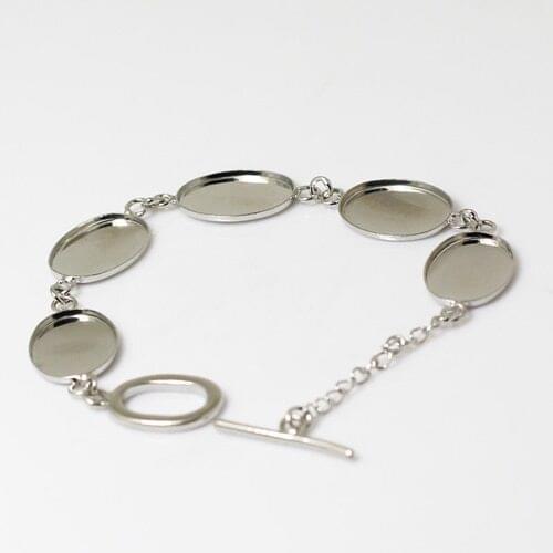 Bracelet Base Cabochon Jewelry Making Mounting Bracelet Brass, Clasp:8x13mm, Base Diameter:13x18mm, sold by 5 pcs ID4825