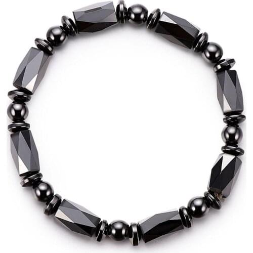 Unisex Fashion Faux Hematite Magnetic Beaded Bracelet Chain Decor Jewelry Gift Magnet Stone Comfortable Jewelry Elastic Bracelet
