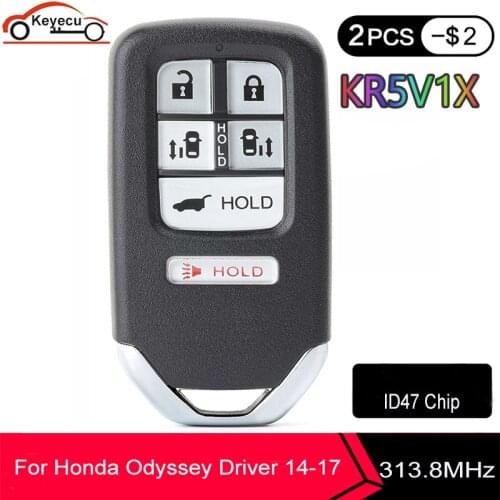 KEYECU KR5V1X for Honda Key Fob 6 Buttons 313.8Mhz Remote Car Key ID47 Chip For Honda Odyssey Driver 2014 2015 2016 2017