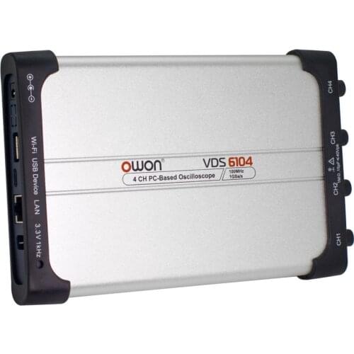OWON 4 Channels Digital Virtual Oscilloscopes 8bits 70MHz 100MHz 1Gsa/s USB Type-C 5-15V 10M Record VDS6074 VDS6104 Oscilloscope