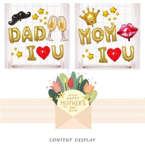 Mothers Day Fathers Day Theme Foil Mix Balloons Set Birthday Party Decor Thanksgiving Blessing Balloons Supplies
