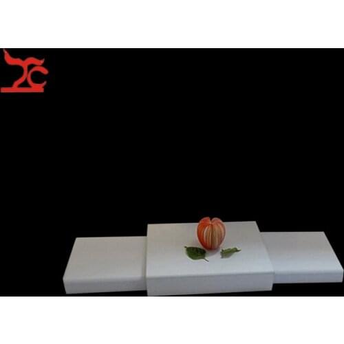 Wooden Jewelry Display Counter Showcase White PU Jewelry Platform Store Jewelry Display Tray Box Holder Jewelry Bust Raiser Base