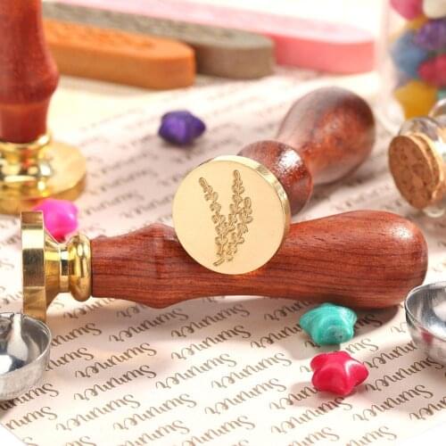 DIY Romantic Wax Stamp Classic Seal Retro Wedding Wooden Customs Plant Pattern Letter Envelope Crafts Sealing Tools