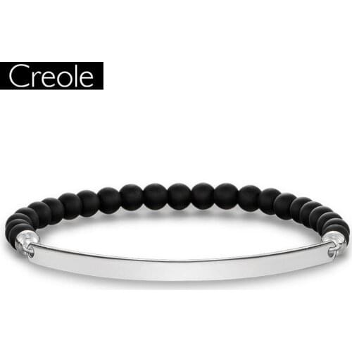Europe 6mm Black Matt Obsidian Bead Bracelet Soul Bead Bracelet, Trendy Stamp Soul 925 Sterling Silver Glam Jewelry For Women
