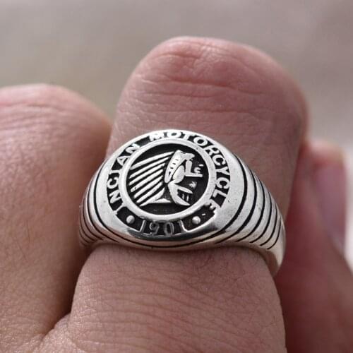 HEC2 925 Silver Trendy Indian Motorcycle Insignia Men Ring Promotion Jewelry For Man Boyfriend Birthday Gift