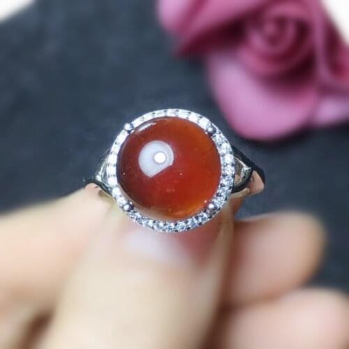 Natural real red garnet round ring Per jewelry Free shipping 10*10mm 5.7ct gemstone 925 sterling silver Fine jewelry T20729