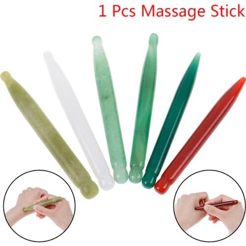 Natural Jade Face Acupuncture Point Guasha Massage Stick Handmade SPA Therapy Rose Quartz Jade Stone Gua Sha Scraping Massager