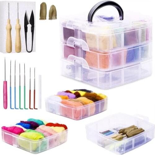 KAOBUY 38pcs Needle Felting Kit 24 Colors Wool Roving For Felting Needle Felting Starter Kit With Basic Felt Tools Supplies