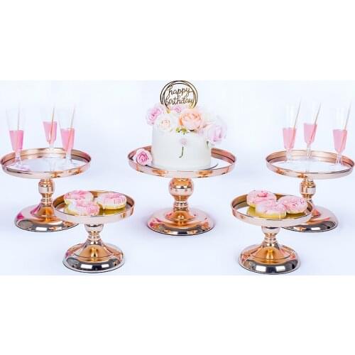3-7 pcs silver Gold cake stand set Electroplating mirror face wedding party table candy bar table decorating tools