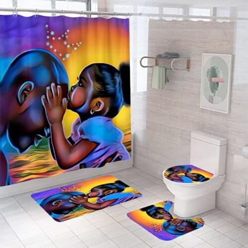 Bathroom Decor Waterproof Shower Curtain Set Toilet Cover Non-Slip Bath Mat Rug Carpet Toilet Seat Bathroom Accessories Washable
