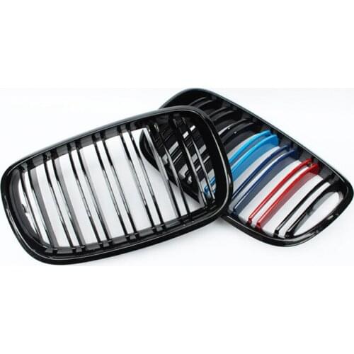 A Pair Glossy Black Front Bumper Hood Kidney Sport Grills Grille for BMW E70 E71 X5 X6 2007-2013 Car Styling Racing Grills