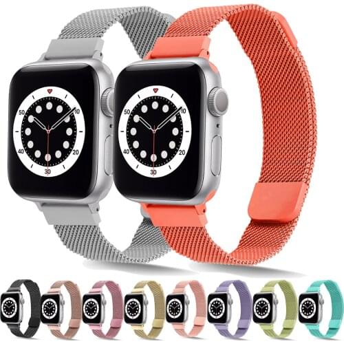 Strap for Apple Watch Band 44mm 40mm 38mm 42mm Metal Magnetic Loop Stainless Steel Bracelet Watch 3 4 5 6 2 Se Sport Wrist Band