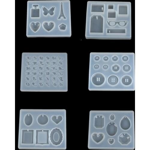 Diy letters heart water drop tower button Craft Resin Pendent Mould Mini Miniature Jewelry Necklace Making Silicone Mold