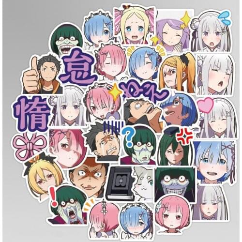 40 Pcs/pack Cute Anime RE:Life In A Different World From Zero Emilia Ram Rem Graffiti Stickers for Laptop Phone Car Sticker Toys