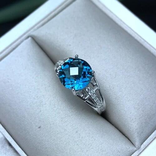 Uloveido Ladies Ring Hollowed Out Palace 925 Sterling Silver Topaz Ring Female Gemstone Ring with Certificate Gift Box FJ340