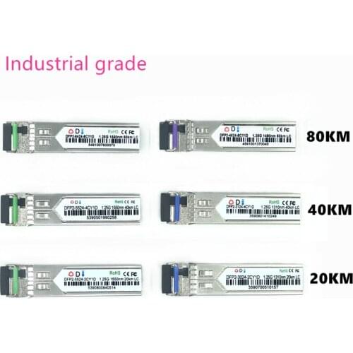 LC SFP Fiber optic module Industrial grade -40~+80 Celsius 1.25G20/40/80KM 1310/1490/1550nm Single-SFP compatible optical module