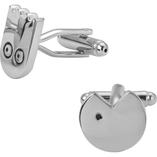 High quality fashion mens American movie silvery superhero Pac-Man Cufflinks French wedding shirt 3 pair pack wholesale sale