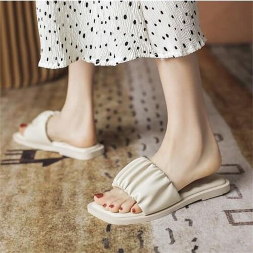 Slippers WomenS Outer Wear 2021 Summer New Wild Net Celebrity Fashion Fairy Style Square Head Sandals And Slippers Soft Bottom