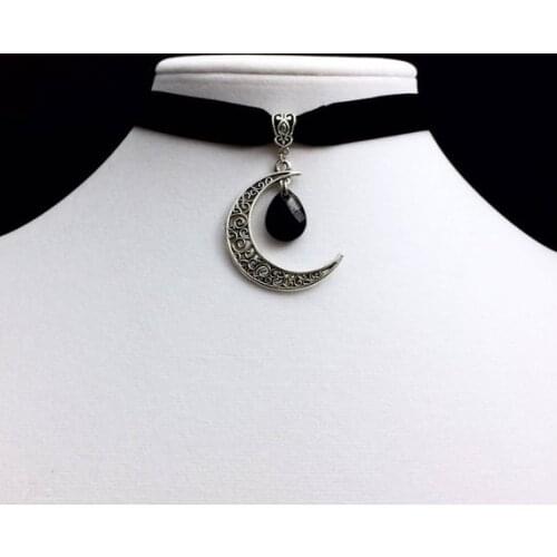 Moon Choker Velvet Choker Velvet Moon Choker Crescent Moon Gothic Choker