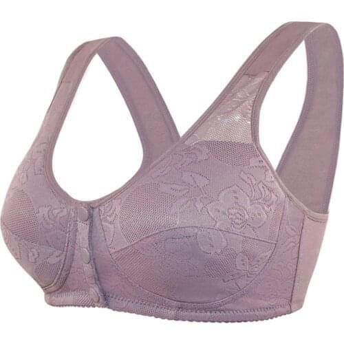 Womens Adjustable Sports Front Closure Extra-Elastic Breathable Lace Trim Bra