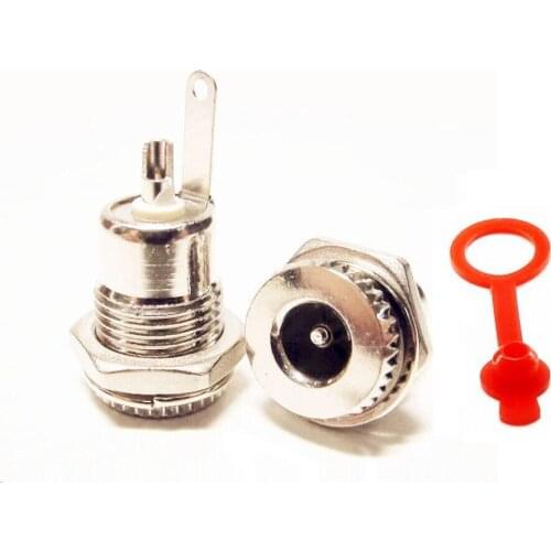 1Pc 5.5 mm x 2.5mm DC Power Jack Socket Female Panel Mount Connector With Red Waterproof Cap