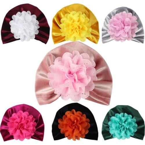 1Pc New Fashion Flower Baby Girls Hat Newborn Elastic Baby Turban Hats for Girls Cotton Infant Beanie Cap